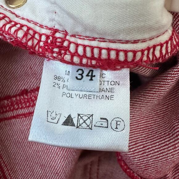 BALMAIN Skinny Jeans Red Low Rise Ankle Zip Stretch Hipster - Picture 12 of 16